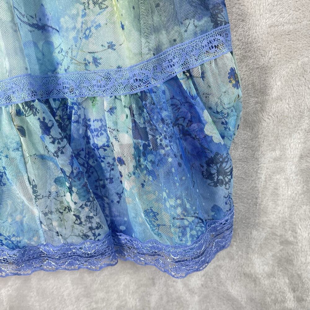 Lapis Fairy Garden Smocked Tiered Floral Midi Skirt Small Y2K Cottagecore Boho - Picture 6 of 16